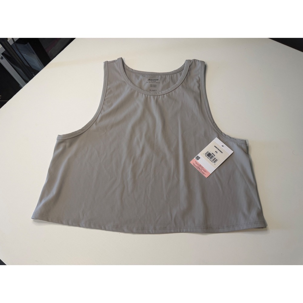 Motherhood Maternity Opal Ribbed Crop Tank Top AMHT042004 Grey XL NWT